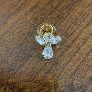 Gold tone and rhinestone angle pin